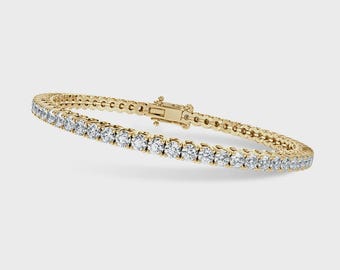 Bransoletka tenisowa z naturalnymi diamentami o masie 3,50 ct, 9-karatowe żółte złoto – czystość F/SI