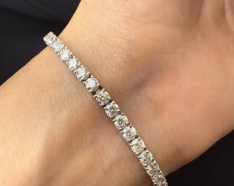 10.37ct Natural Diamond Tennis Bracelet, 18k White Gold, VS Clarity, Christmas Gift