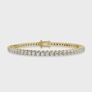 ¡Impresionante! Pulsera de tenis de diamantes redondos 100 % naturales de 2,00 ct F/SI, oro amarillo de 9 quilates.