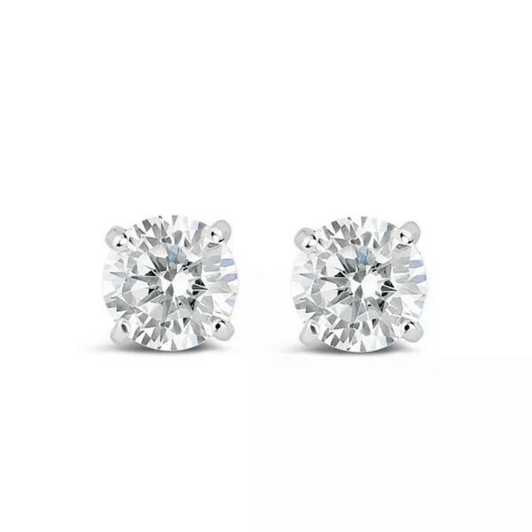 3 mm - 0.20 Ct Real Diamond Stud Earrings White Gold Sparkly.