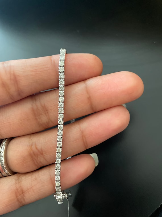 Rundes Brillant-Echt Aus Der Erde Abgebauter Natürlicher Diamant- Tennisarmband 5 Karat 14K Weißgold