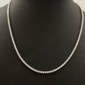 6.84ct Round Diamond Tennis Necklace: F/SI, 18k White Gold