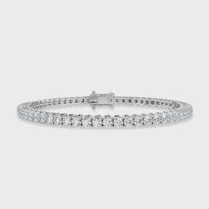 5.10ct Natural Diamond Tennis Bracelet: 9k White Gold, F/SI
