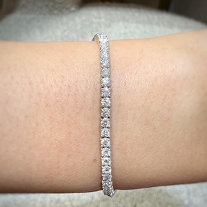 Lab Grown Diamond Tennis Bracelet: 9k White Gold, 4.05 Carat VVS Clarity