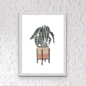 Alocasia Polly Painting Art Print - Gouache Plant Art - Houseplants - Plant Art - Wall Decor