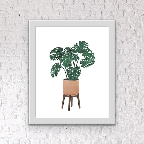 Monstera Deliciosa Painting Art Print - Gouache Plant Art - Houseplants - Plant  Art - Etsy