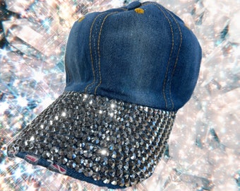 Gudessly Women Studded Rhinestone Crystals Adjustable Baseball Cap Plain Sparkle Bling Denim Sun Hat Gudessly Women Studded Rhinestone Crystals Adjustable Baseball Cap Plain Sparkle Bling Denim Sun Hat