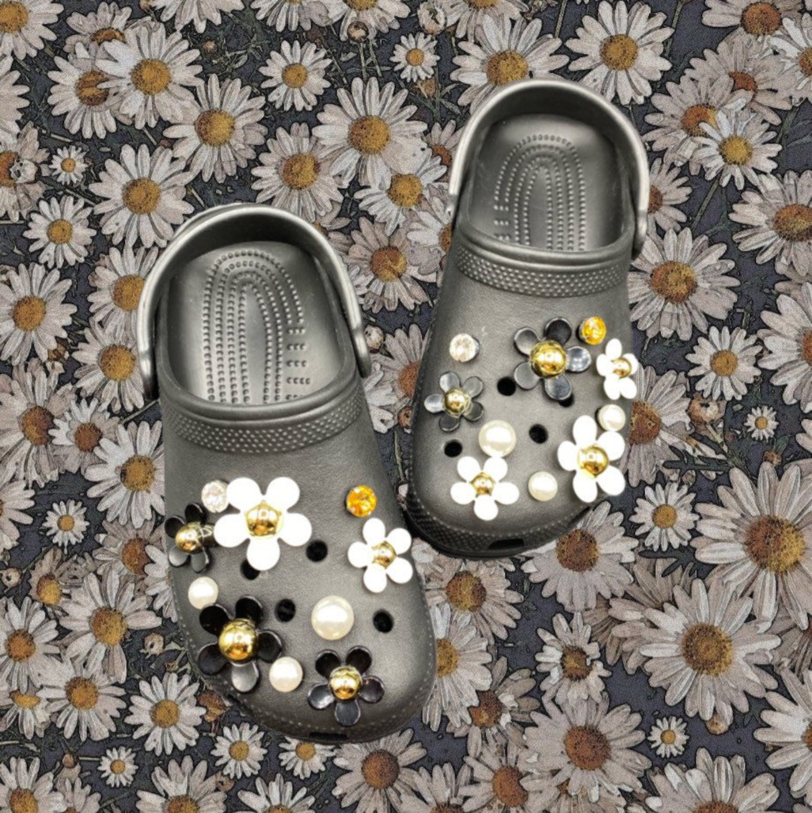 Croc Charms 20 pcs Elegance Daisy Flower & Luxury Diamond Etsy