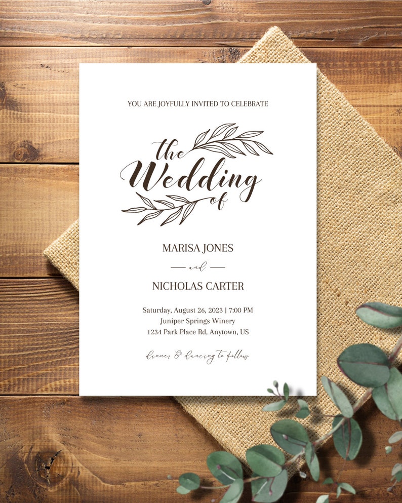 Wedding Invite, Customizable, Printable Invitation Template, Wedding ...