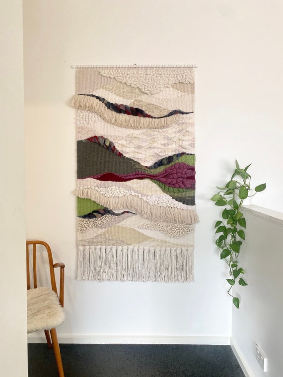 Large Handwoven Wall Art Weaving Wall Hanging Tapestry Abstract Landscape Etsy