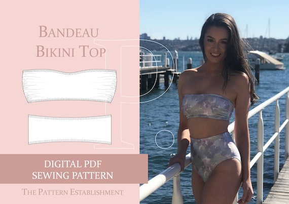 Women's Strapless Bandeau Bikini Top Sewing Pattern, Ladies