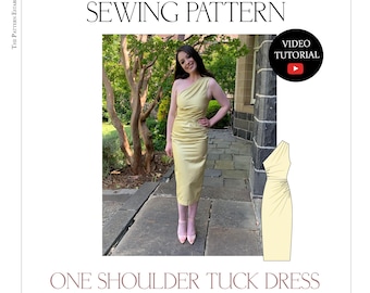 Vestido de un hombro fruncido para Patrón de costura en PDF