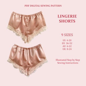 Vintage kanten lingerieshort naaipatroon, dames XS-5XL (pdf-patroon)