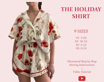 The Holiday Shirt. Ladies Downloadable Printable PDF Sewing Pattern Size XS-5XL