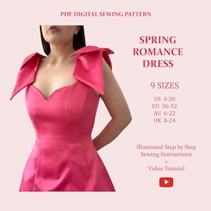 The Spring Romance Dress, Ladies Downloadable Printable PDF Sewing Pattern Size XS-5XL