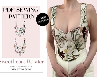 Women's Sweetheart Bustier, Ladies Downloadable Printable PDF Sewing Pattern Size XS-5XL