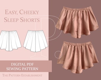 Easy, Cheeky Women's Sleep Shorts Sewing Pattern, Ladies Downloadable Printable PDF Sewing Pattern Size XS-XXL