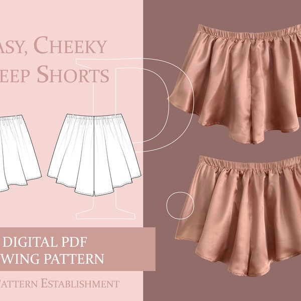 Easy, Cheeky Women's Sleep Shorts Sewing Pattern, Ladies Downloadable Printable PDF Sewing Pattern Size XS-XXL