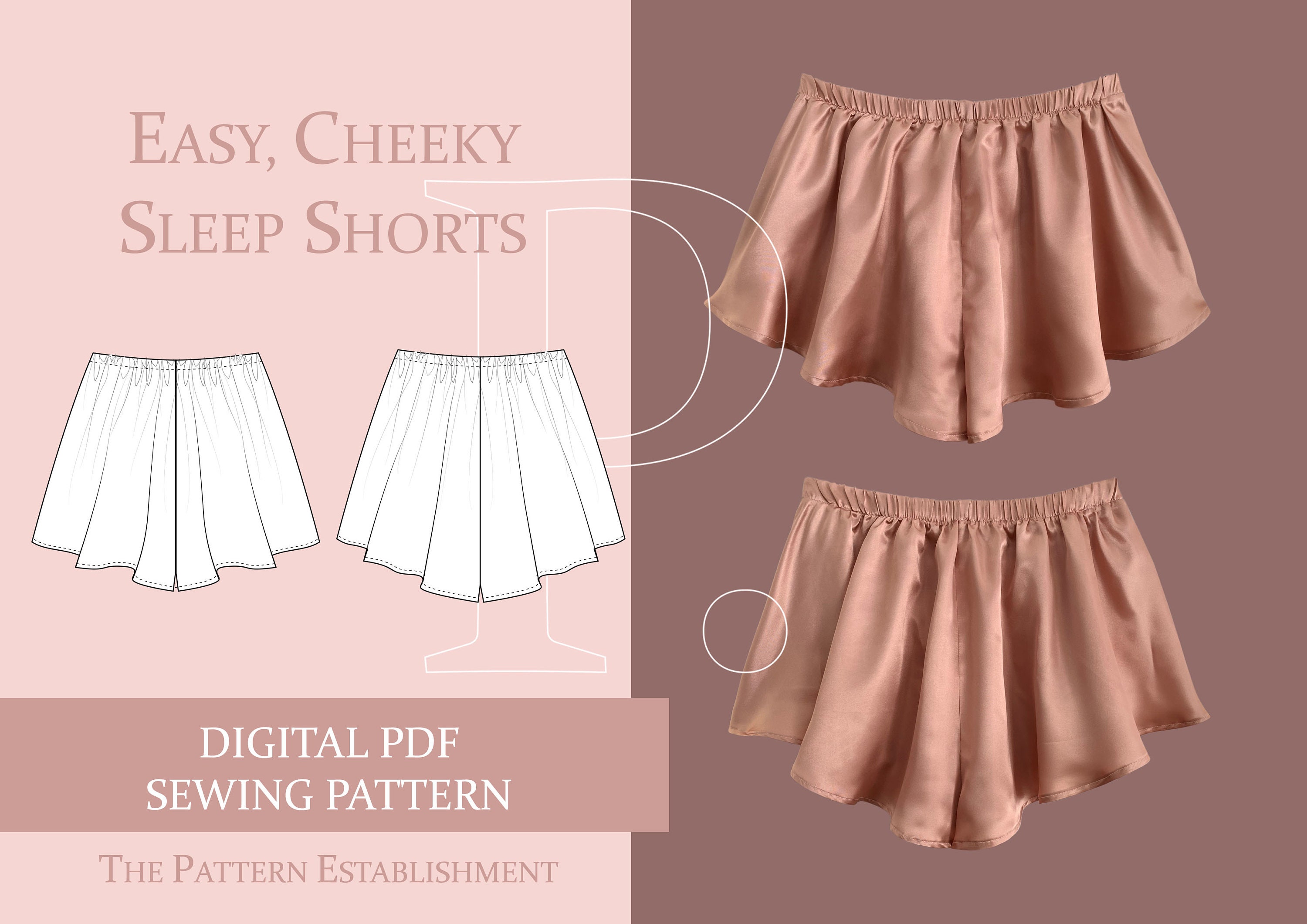 Easy, Cheeky Women's Sleep Shorts Sewing Pattern, Ladies