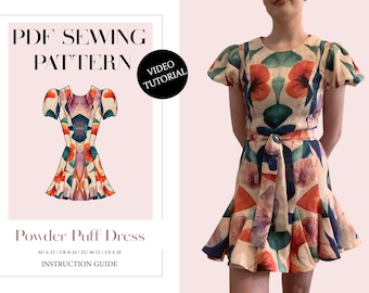 La robe Powder Puff, dames téléchargeable imprimable PDF motif de couture taille XS-5XL