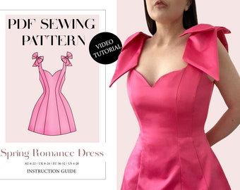 The Spring Romance Dress, Ladies Downloadable Printable PDF Sewing Pattern Size XS-5XL