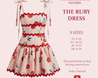 The Ruby Dress, Ladies Downloadable Printable PDF Sewing Pattern Size XS-5XL