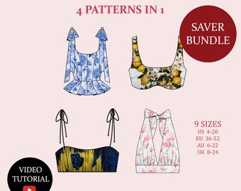 The Tops BUNDLE. Ladies Downloadable Printable PDF Sewing Pattern Size XS-5XL