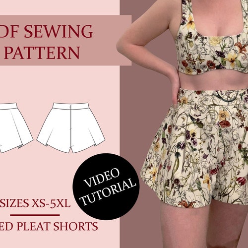 Women's Flared Pleat Shorts Sewing Pattern Ladies Etsy