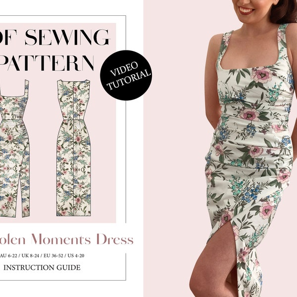 The Stolen Moments Kleid, Damen Herunterladbare druckbare PDF-Schnittmuster Größe XS-5XL