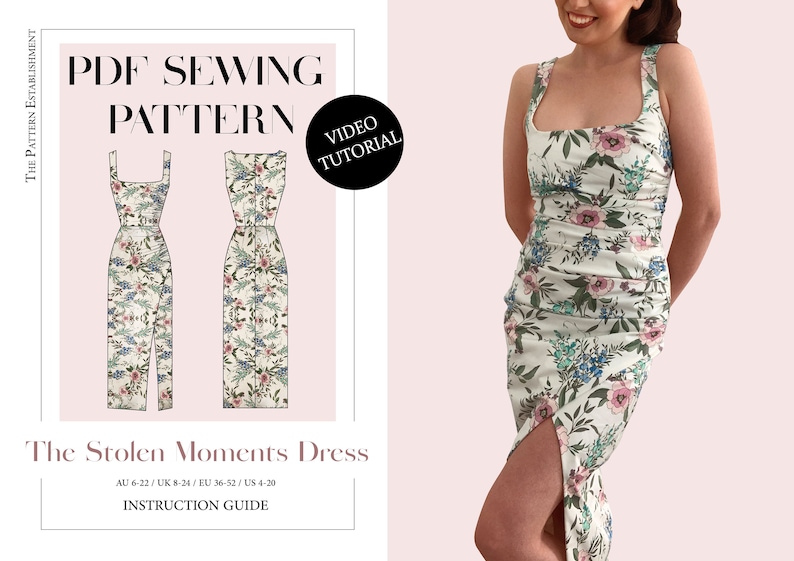 The Stolen Moments Dress, Ladies Downloadable Printable PDF Sewing Pattern Size XS-5XL image 1