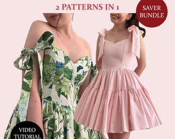 Dress Bundle, 2 patterns in 1, Ladies Downloadable Printable PDF Sewing Pattern Size XS-5XL