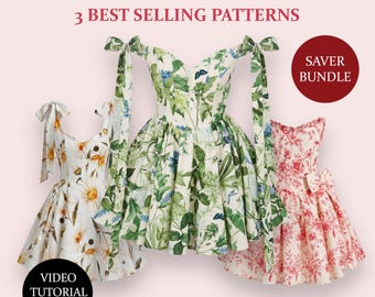 Three Bestselling Dress Patterns Bundle (Digital Download), Sizes XS-5XL