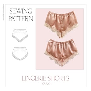 Lingerie vintage, modello di cucito per pantaloncini da notte in pizzo da donna Cheeky, modello di cucito PDF scaricabile e stampabile da donna, taglie dalla XS alla 5XL, facile da cucire