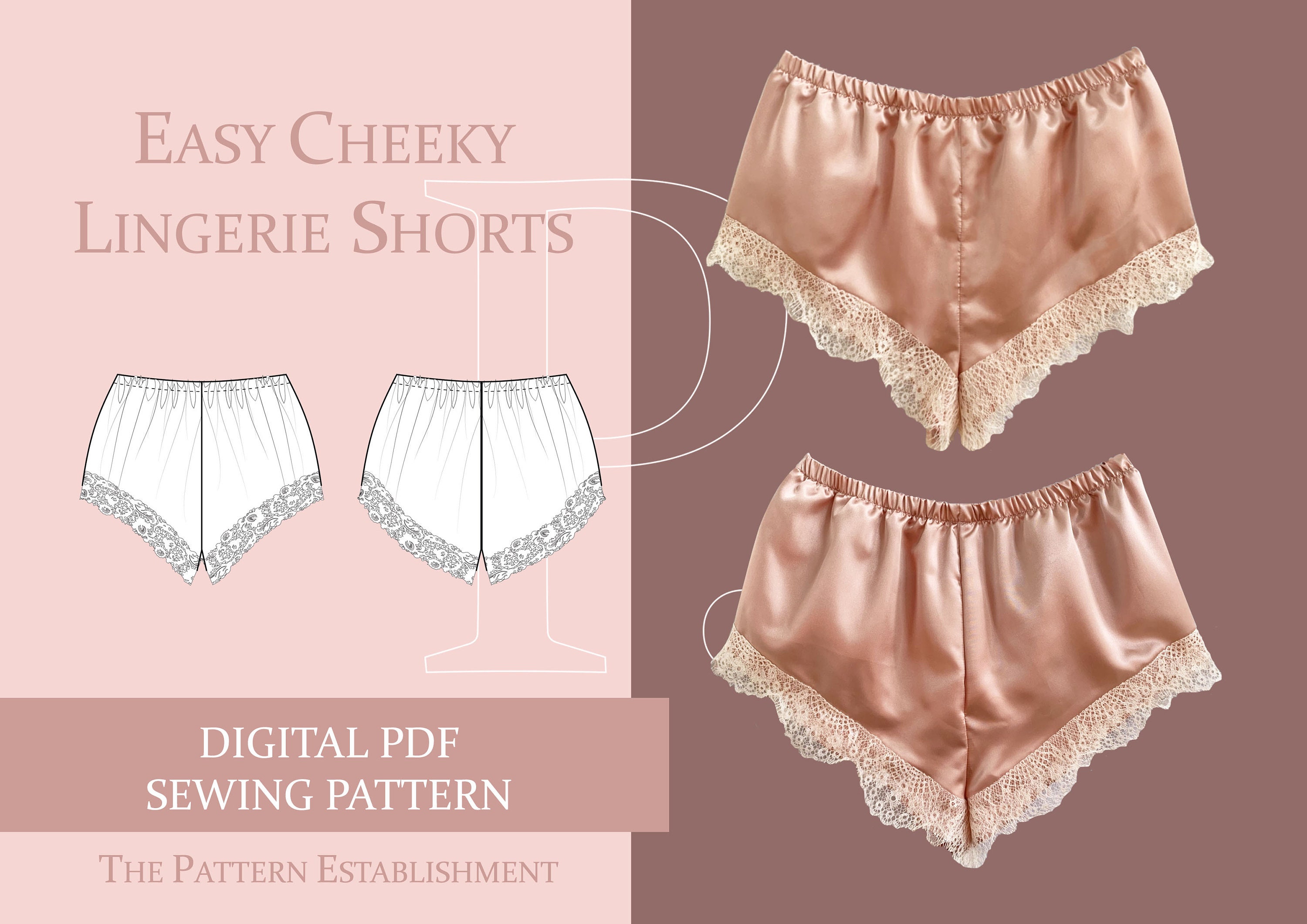 Vintage Lingerie, Cheeky Women's Lace Sleep Shorts Sewing Pattern, Ladies  Downloadable Printable PDF Sewing Pattern Size XS-XXL, Easy to Sew 