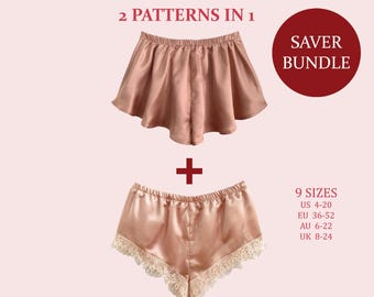 Sleep Shorts Sewing Pattern BUNDLE: Women's Lace & Cheeky Styles (XS-5XL) (PDF Pattern)