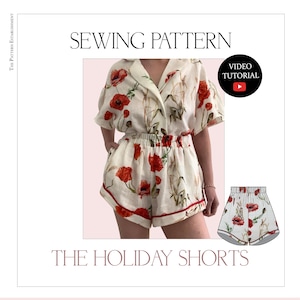 Women&#39;s Holiday Shorts Sewing Pattern: Elastic Waist, XS-5XL (PDF Pattern)