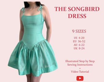 The Songbird Dress, Ladies Downloadable Printable PDF Sewing Pattern Size XS-5XL