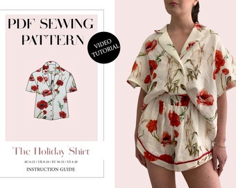 The Holiday Shirt. Ladies Downloadable Printable PDF Sewing Pattern Size XS-5XL