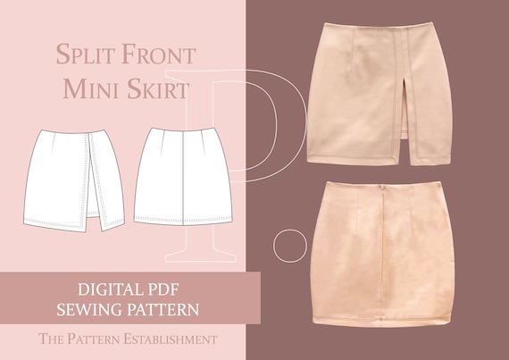 Women's Mini Skirt With Front Split Sewing Pattern Ladies - Etsy