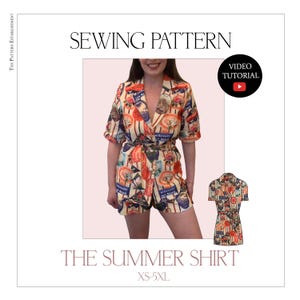 Modello di camicia estiva da donna: top da donna con cintura (modello PDF)