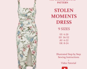 The Stolen Moments Dress, Ladies Downloadable Printable PDF Sewing Pattern Size XS-5XL
