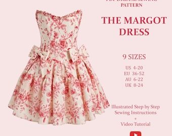 The Margot Dress, Ladies Downloadable Printable PDF Sewing Pattern Size XS-5XL