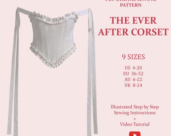 The Ever After Corset.  Women's Bustier, Ladies Downloadable Printable PDF Sewing Pattern Size XS-5XL