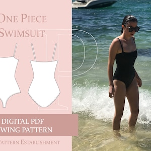 Women's One Piece Swimsuit Sewing Pattern, Ladies Downloadable