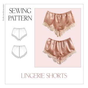 Vintage Lingerie, Cheeky Women&#39;s Lace Sleep Shorts Sewing Pattern, Ladies Downloadable Printable PDF Sewing Pattern Size XS-5XL, Easy to Sew