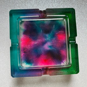 Static Rainbow Ashtray| Handmade square astray 4x4| Colorful Ashtray| Mid-Sized ashtray| Home Decor| Luxury Ashtray| Wedding Ashtray Gift