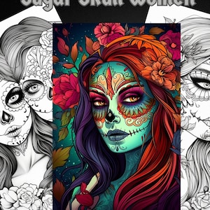 Coloriages Sugar Skull - Le jour des morts - Dia de los Muertos, d'inspiration mexicaine, boîte fantastique Adulte 50 pages