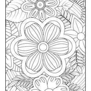 Floral Anxiety Relief Coloring Pages: 50 Printable Designs (Digital Download)