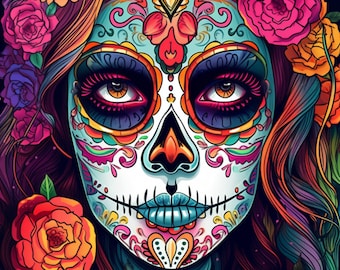 Sugar Skull Fantasy coloring pages for Adults Day of the Dead 50+ pages