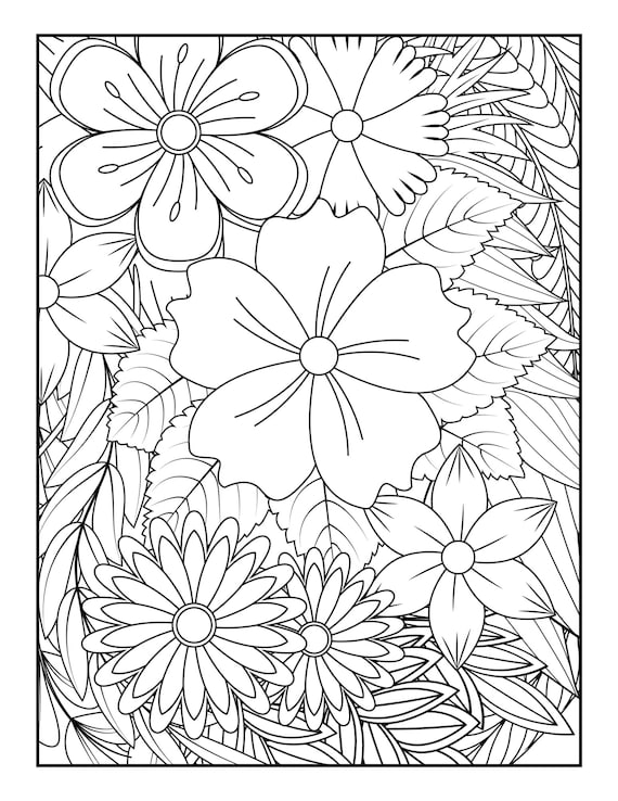 50 Printable Floral Anxiety Relief Coloring Pages for Adults ...